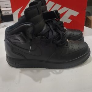 Nike Air Force 1 Mid '07 Black Leather Athletic Sneaker Size 8.5